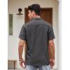 COOFANDY Men’s Vintage Bowling Shirt Short Sleeve Button Down Summer Cuba Beach Shirts(Dark Gray Black)