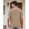 COOFANDY Men’s Vintage Bowling Shirt Short Sleeve Button Down Summer Cuba Beach Shirts(Khaki Light Khaki)
