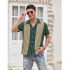 COOFANDY Men’s Vintage Bowling Shirt Short Sleeve Button Down Summer Cuba Beach Shirts(Lake Green Khaki)