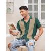 COOFANDY Men’s Vintage Bowling Shirt Short Sleeve Button Down Summer Cuba Beach Shirts(Lake Green Khaki)