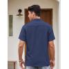 COOFANDY Men’s Vintage Bowling Shirt Short Sleeve Button Down Summer Cuba Beach Shirts(Navy Blue Light Gray)