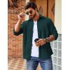 COOFANDY Men’s Waffle Button Down Shirts Casual Long Sleeve Shacket Jacket with Pockets(Dark Green)