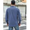 COOFANDY Men’s Waffle Button Down Shirts Casual Long Sleeve Shacket Jacket with Pockets(Denim Blue)