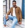 COOFANDY Men’s Waffle Button Down Shirts Casual Long Sleeve Shacket Jacket with Pockets(Khaki)