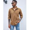 COOFANDY Men’s Waffle Button Down Shirts Casual Long Sleeve Shacket Jacket with Pockets(Khaki)