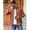 COOFANDY Men’s Waffle Button Down Shirts Casual Long Sleeve Shacket Jacket with Pockets(Light Brown)