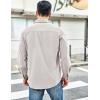 COOFANDY Men’s Waffle Button Down Shirts Casual Long Sleeve Shacket Jacket with Pockets(Light Gray)