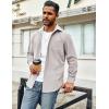 COOFANDY Men’s Waffle Button Down Shirts Casual Long Sleeve Shacket Jacket with Pockets(Light Gray)