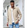 COOFANDY Men’s Waffle Button Down Shirts Casual Long Sleeve Shacket Jacket with Pockets(Light Khaki)