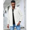 COOFANDY Men’s Waffle Button Down Shirts Casual Long Sleeve Shacket Jacket with Pockets(White)