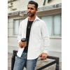 COOFANDY Men’s Waffle Button Down Shirts Casual Long Sleeve Shacket Jacket with Pockets(White)