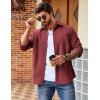 COOFANDY Men’s Waffle Button Down Shirts Casual Long Sleeve Shacket Jacket with Pockets(Wine Red)