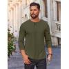 COOFANDY Mens Waffle Henley Shirts Long Sleeve Casual T-Shirt Basic Lightweight Pullover Tees(Army Green)