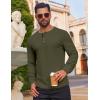 COOFANDY Mens Waffle Henley Shirts Long Sleeve Casual T-Shirt Basic Lightweight Pullover Tees(Army Green)