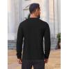 COOFANDY Mens Waffle Henley Shirts Long Sleeve Casual T-Shirt Basic Lightweight Pullover Tees(Black)