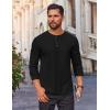 COOFANDY Mens Waffle Henley Shirts Long Sleeve Casual T-Shirt Basic Lightweight Pullover Tees(Black)