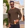 COOFANDY Mens Waffle Henley Shirts Long Sleeve Casual T-Shirt Basic Lightweight Pullover Tees(Brown)