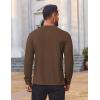 COOFANDY Mens Waffle Henley Shirts Long Sleeve Casual T-Shirt Basic Lightweight Pullover Tees(Brown)