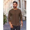 COOFANDY Mens Waffle Henley Shirts Long Sleeve Casual T-Shirt Basic Lightweight Pullover Tees(Brown)