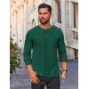 COOFANDY Mens Waffle Henley Shirts Long Sleeve Casual T-Shirt Basic Lightweight Pullover Tees(Green)