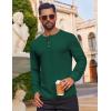 COOFANDY Mens Waffle Henley Shirts Long Sleeve Casual T-Shirt Basic Lightweight Pullover Tees(Green)