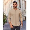 COOFANDY Mens Waffle Henley Shirts Long Sleeve Casual T-Shirt Basic Lightweight Pullover Tees(Khaki)