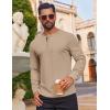 COOFANDY Mens Waffle Henley Shirts Long Sleeve Casual T-Shirt Basic Lightweight Pullover Tees(Khaki)