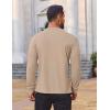COOFANDY Mens Waffle Henley Shirts Long Sleeve Casual T-Shirt Basic Lightweight Pullover Tees(Khaki)