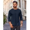 COOFANDY Mens Waffle Henley Shirts Long Sleeve Casual T-Shirt Basic Lightweight Pullover Tees(Navy Blue)