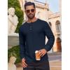 COOFANDY Mens Waffle Henley Shirts Long Sleeve Casual T-Shirt Basic Lightweight Pullover Tees(Navy Blue)