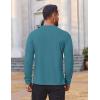 COOFANDY Mens Waffle Henley Shirts Long Sleeve Casual T-Shirt Basic Lightweight Pullover Tees(Peacock Blue)
