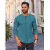 COOFANDY Mens Waffle Henley Shirts Long Sleeve Casual T-Shirt Basic Lightweight Pullover Tees(Peacock Blue)