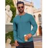 COOFANDY Mens Waffle Henley Shirts Long Sleeve Casual T-Shirt Basic Lightweight Pullover Tees(Peacock Blue)