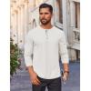 COOFANDY Mens Waffle Henley Shirts Long Sleeve Casual T-Shirt Basic Lightweight Pullover Tees(White)