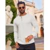 COOFANDY Mens Waffle Henley Shirts Long Sleeve Casual T-Shirt Basic Lightweight Pullover Tees(White)
