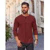 COOFANDY Mens Waffle Henley Shirts Long Sleeve Casual T-Shirt Basic Lightweight Pullover Tees(Wine Red)