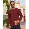 COOFANDY Mens Waffle Henley Shirts Long Sleeve Casual T-Shirt Basic Lightweight Pullover Tees(Wine Red)
