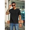 COOFANDY Men’s Waffle Henley Short Sleeve Textured T Shirt Casual Button Tee Shirts Heavyweight Henley Summer Top(Black)
