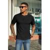 COOFANDY Men’s Waffle Henley Short Sleeve Textured T Shirt Casual Button Tee Shirts Heavyweight Henley Summer Top(Black)
