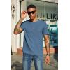 COOFANDY Men’s Waffle Henley Short Sleeve Textured T Shirt Casual Button Tee Shirts Heavyweight Henley Summer Top(Blue)