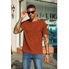 COOFANDY Men’s Waffle Henley Short Sleeve Textured T Shirt Casual Button Tee Shirts Heavyweight Henley Summer Top(Caramel)