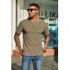 COOFANDY Men’s Waffle Henley Short Sleeve Textured T Shirt Casual Button Tee Shirts Heavyweight Henley Summer Top(Khaki)