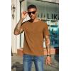 COOFANDY Men’s Waffle Henley Short Sleeve Textured T Shirt Casual Button Tee Shirts Heavyweight Henley Summer Top(Light Brown)