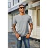 COOFANDY Men’s Waffle Henley Short Sleeve Textured T Shirt Casual Button Tee Shirts Heavyweight Henley Summer Top(Light Grey)