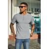 COOFANDY Men’s Waffle Henley Short Sleeve Textured T Shirt Casual Button Tee Shirts Heavyweight Henley Summer Top(Light Grey)