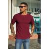COOFANDY Men’s Waffle Henley Short Sleeve Textured T Shirt Casual Button Tee Shirts Heavyweight Henley Summer Top(Wine Red)