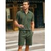 COOFANDY Men’s Waffle Knit Polo Shirt and Shorts Set 2 Pieces Outfits Summer Suit Casual Tracksuit with Pockets(Army Green)