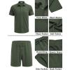 COOFANDY Men’s Waffle Knit Polo Shirt and Shorts Set 2 Pieces Outfits Summer Suit Casual Tracksuit with Pockets(Army Green)