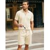 COOFANDY Men’s Waffle Knit Polo Shirt and Shorts Set 2 Pieces Outfits Summer Suit Casual Tracksuit with Pockets(Beige)