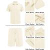 COOFANDY Men’s Waffle Knit Polo Shirt and Shorts Set 2 Pieces Outfits Summer Suit Casual Tracksuit with Pockets(Beige)